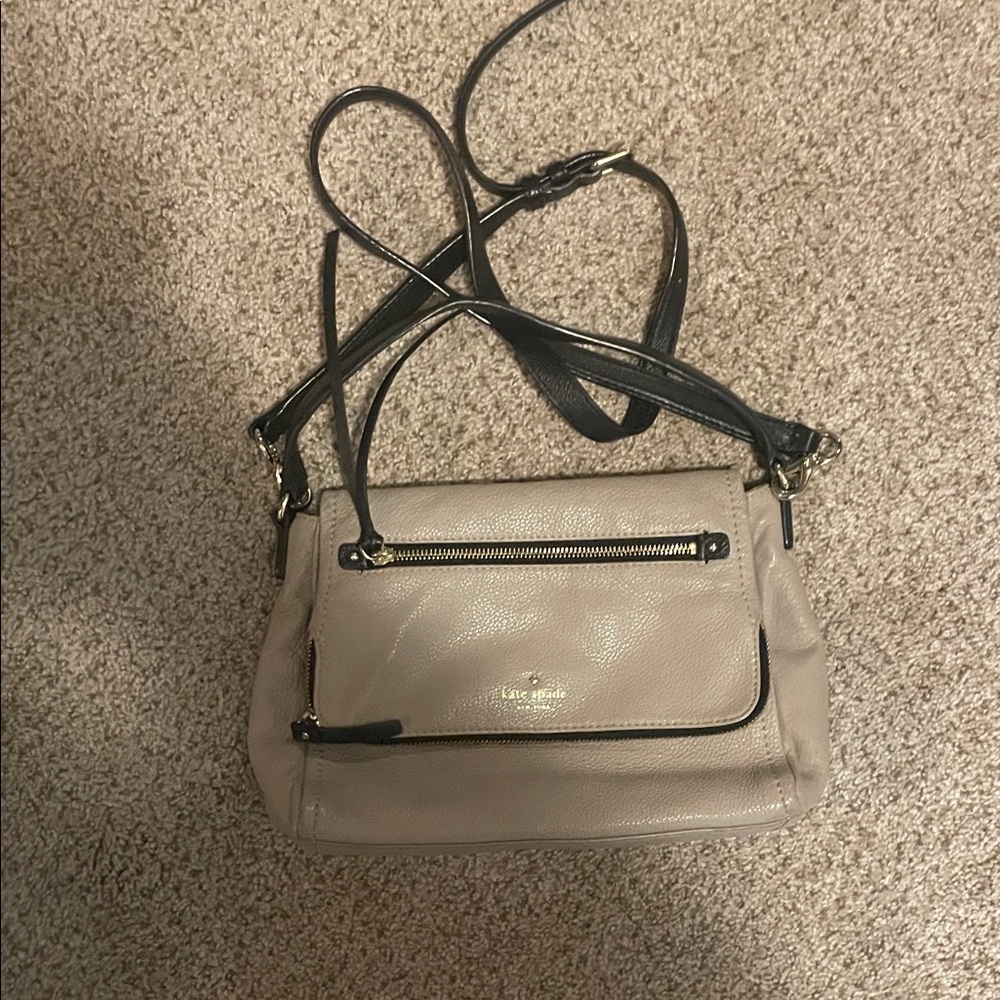 Kate Spade Taupe and Black Crossbody Bag